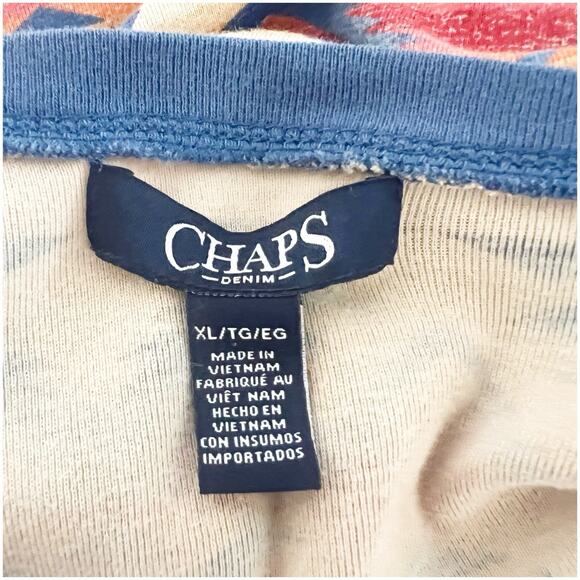 Chaps Denim Women’s Aztec Print Long Sleeve Vintage Soft Suede Lace Up V-Neck XL - Picture 9 of 10